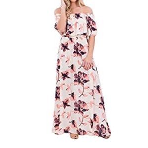 Off The Shoulder Floral Maxi Dress
